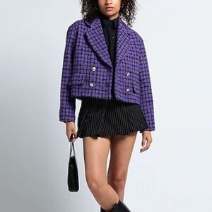 Sandro Purple Simona Cropped Tweed Blazer French 42